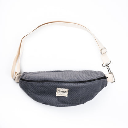 Sac banane velours gris foncé