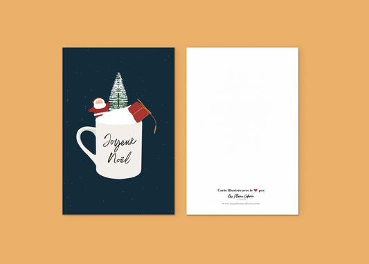 Carte "Joyeux Noël - La tasse enneigée"