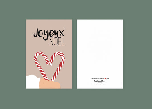 Carte "Joyeux Noël - Les bâtons de sucre"